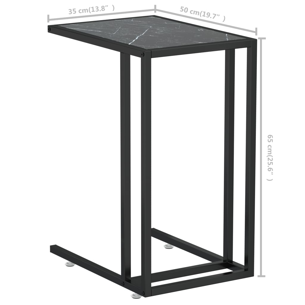vidaXL Bočni stolić za računalo crni mramor 50x35x65 cm kaljeno staklo
