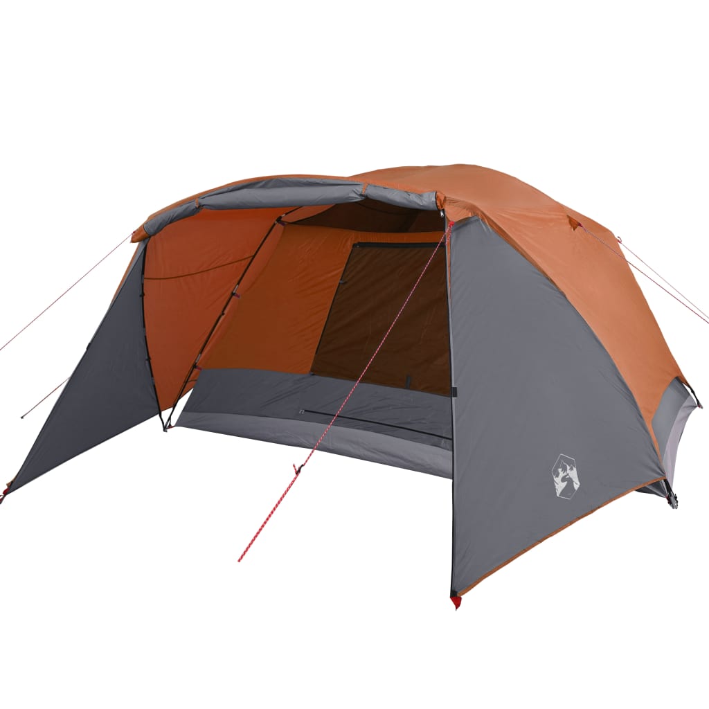 vidaXL Šator za kampiranje s trijemom za 4 osobe sivo-narančasti