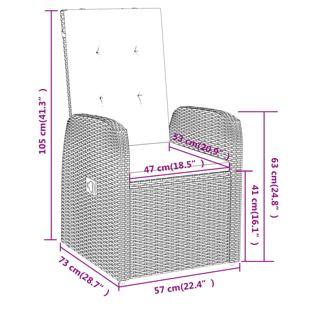 vidaXL 9-dijelni vrtni blagovaonski set s jastucima sivi
