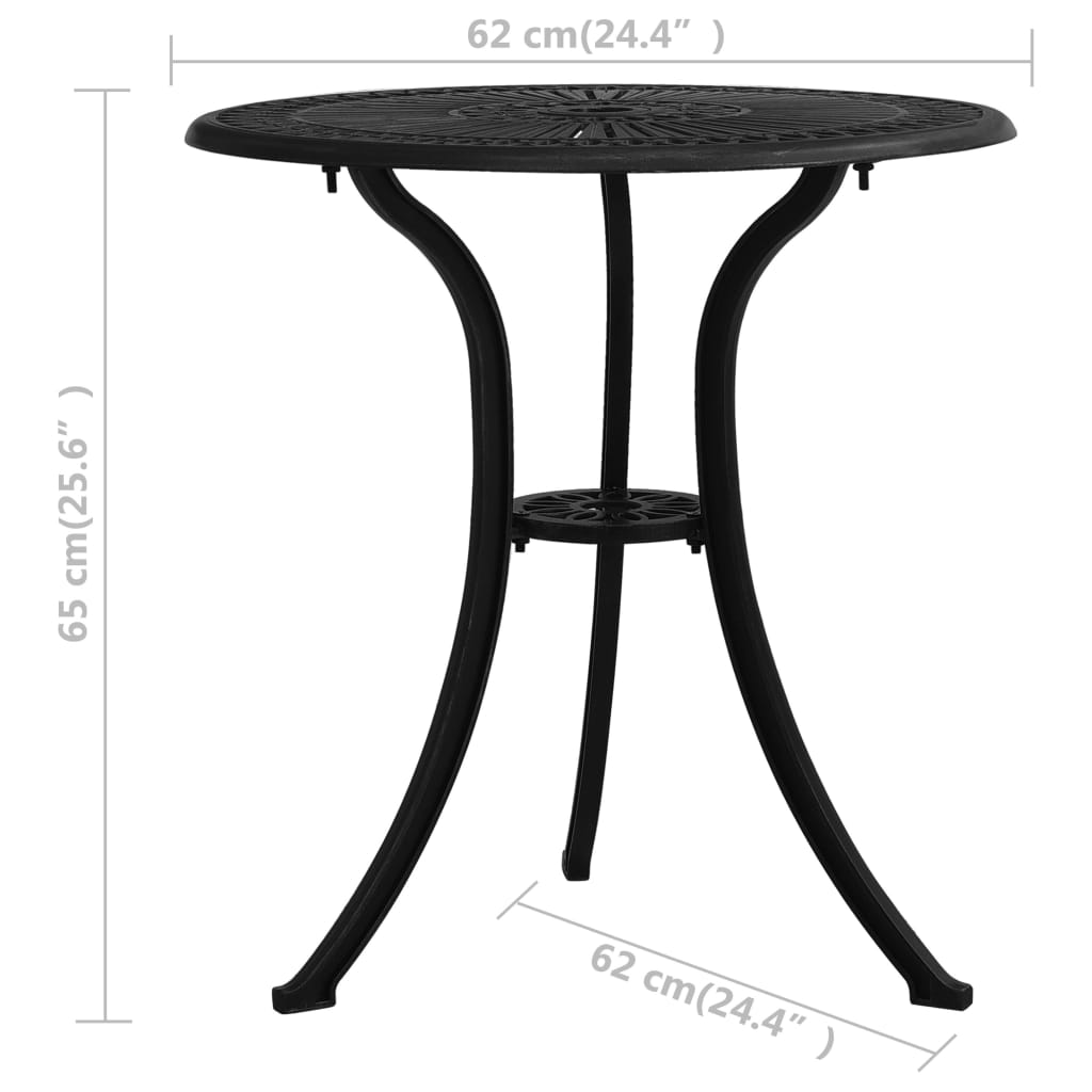 vidaXL Vrtni stol crni 62 x 62 x 65 cm od lijevanog aluminija