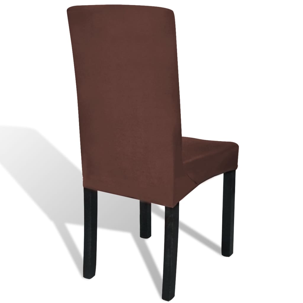 vidaXL Ravna rastezljiva navlaka za stolice 6 kom smeđa boja