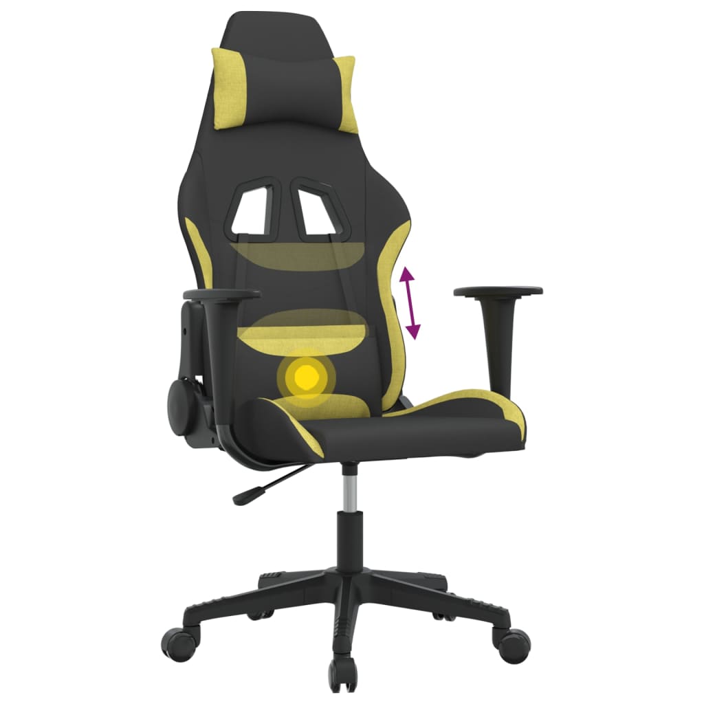 vidaXL Masažna igraća stolica od tkanine crna i svjetlozelena