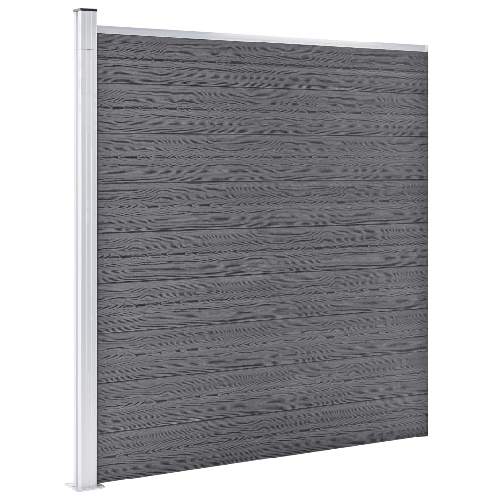 vidaXL Set WPC ograda 8 kvadratnih + 1 kosa 1484 x 186 cm sivi