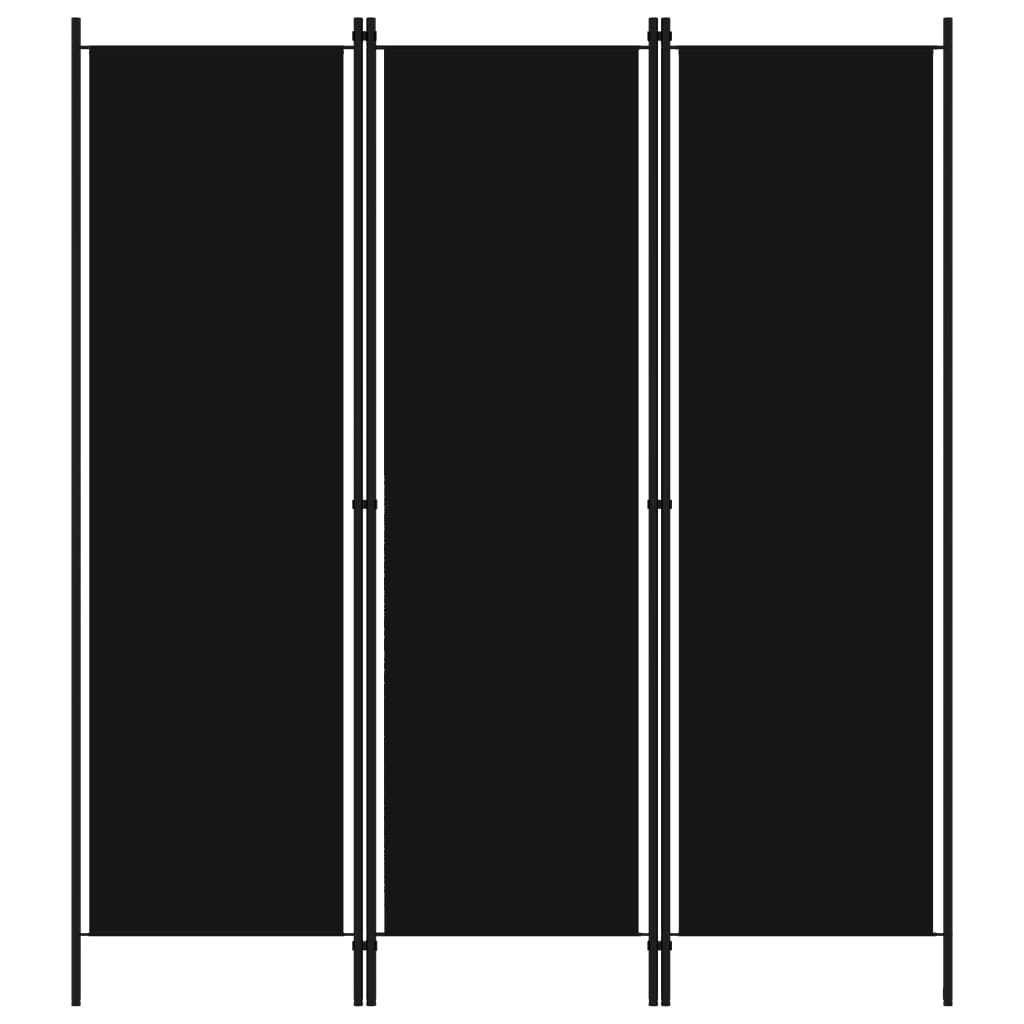 vidaXL Sobna pregrada s 3 panela crna 150 x 180 cm