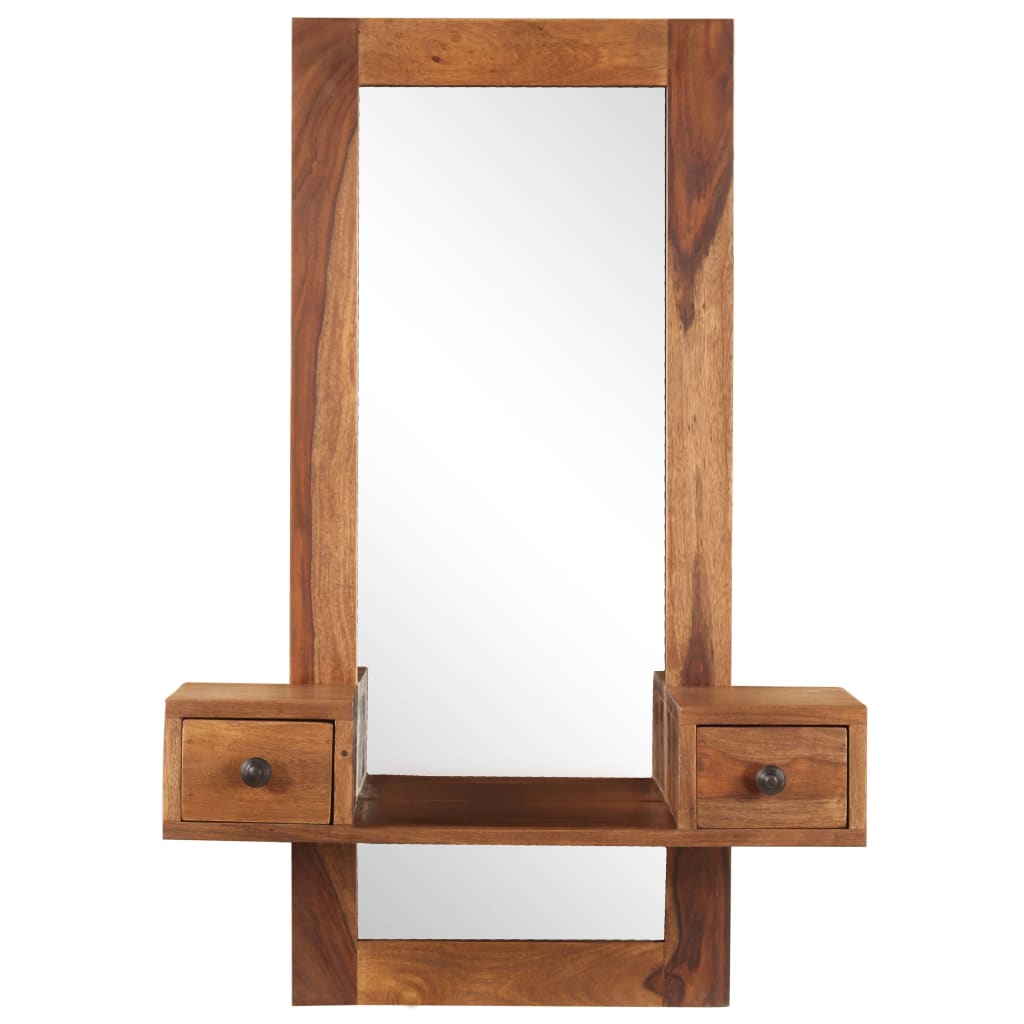 vidaXL Kozmetičko ogledalo s 2 ladice od masivnog drva šišama