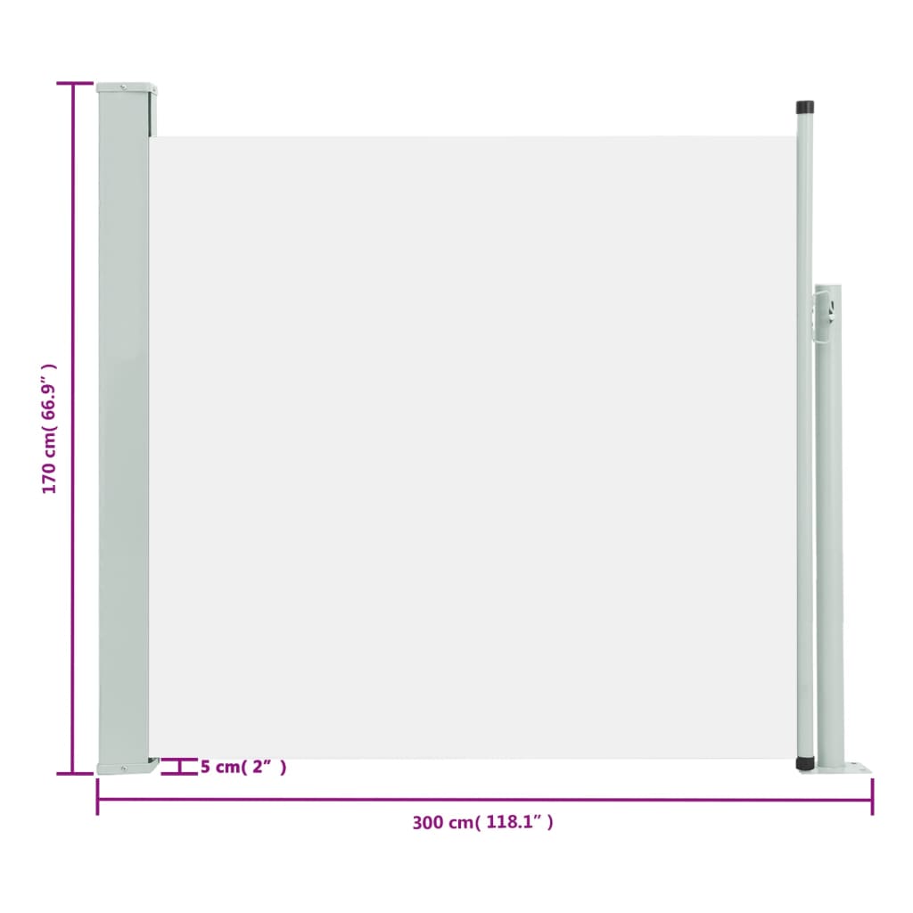 vidaXL Uvlačiva bočna tenda za terasu 170 x 300 cm krem