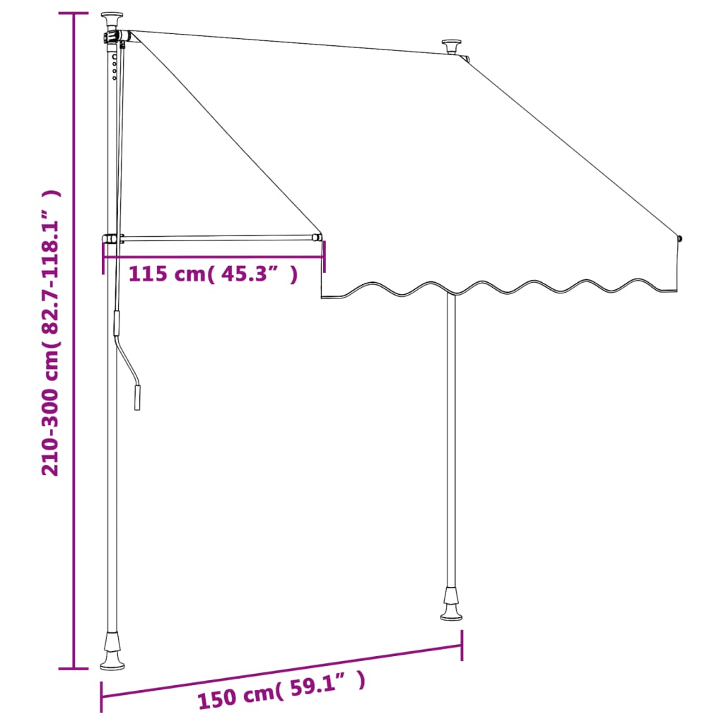 vidaXL Tenda na uvlačenje krem 150 x 150 cm od tkanine i čelika