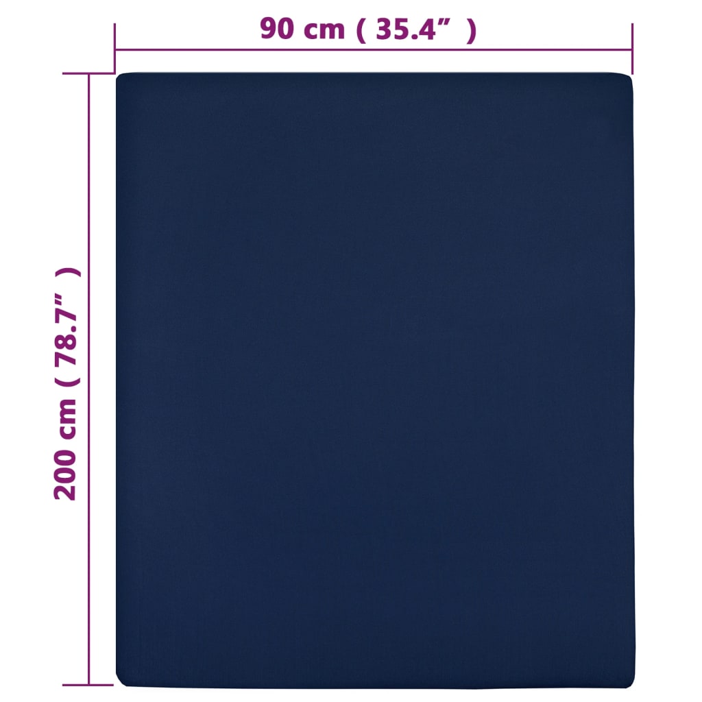 vidaXL Plahta s gumicom od žerseja modra 90x200 cm pamučna