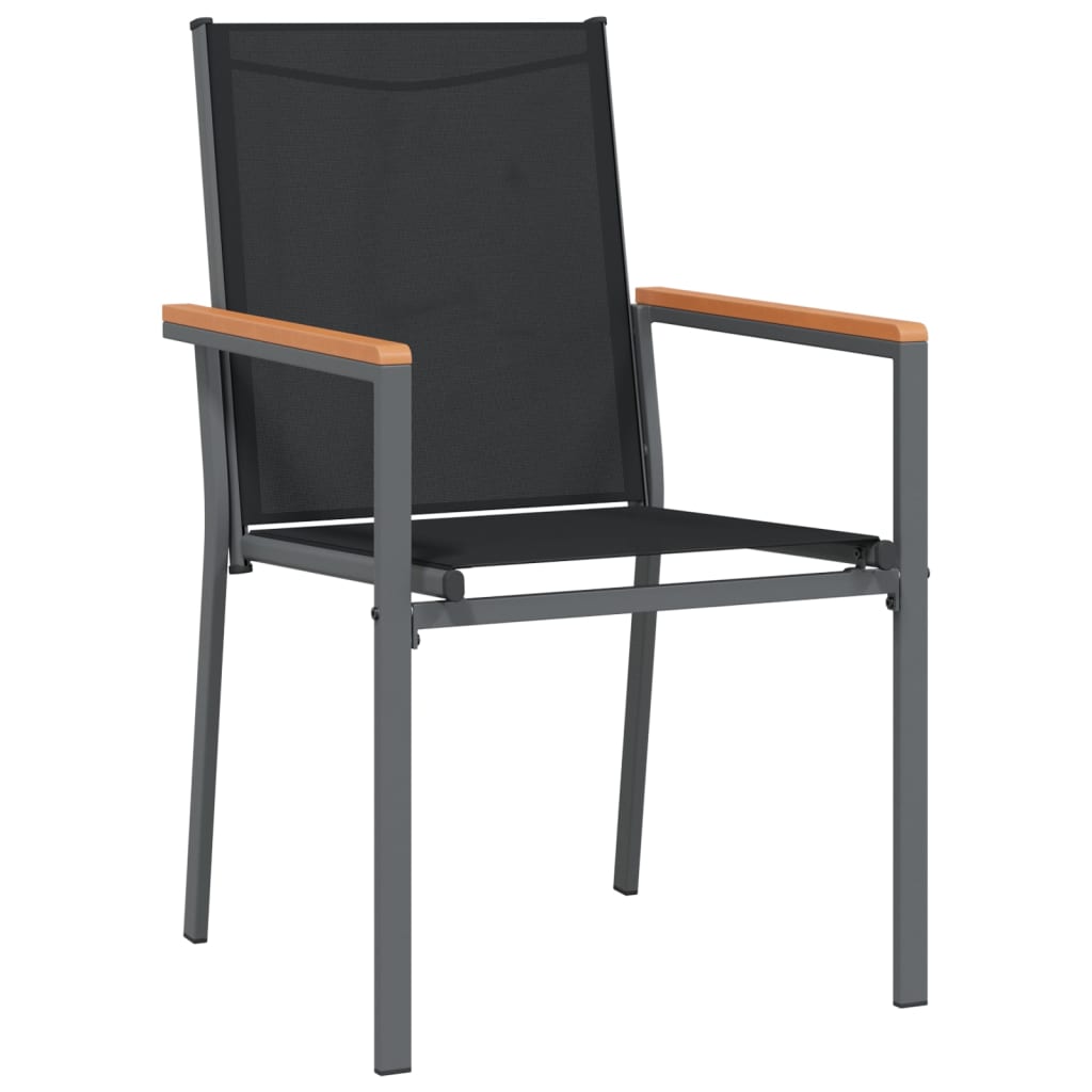 vidaXL Vrtne stolice 2 kom crne 55 x 61,5 x 90 cm tekstilen i čelik
