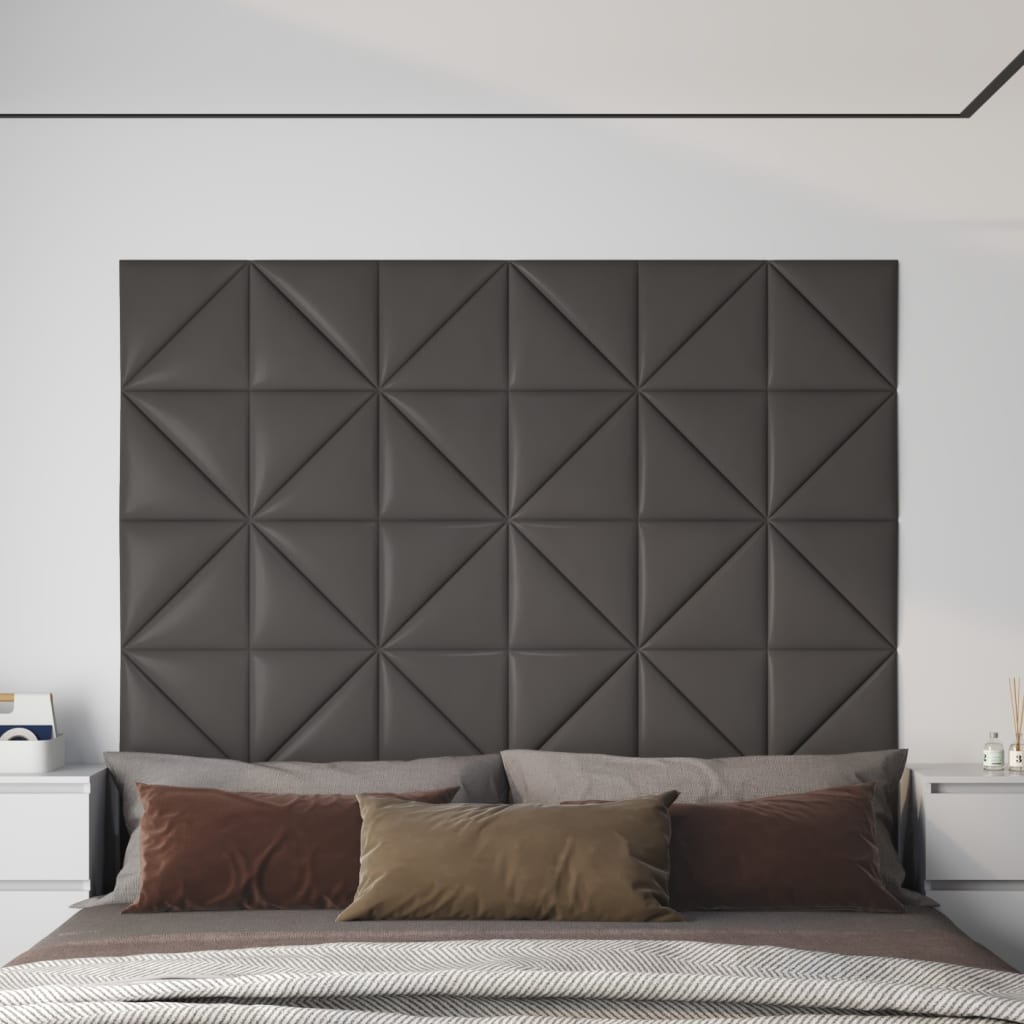 vidaXL Zidne ploče od umjetne kože 12 kom sive 30 x 30 cm 0,54 m²