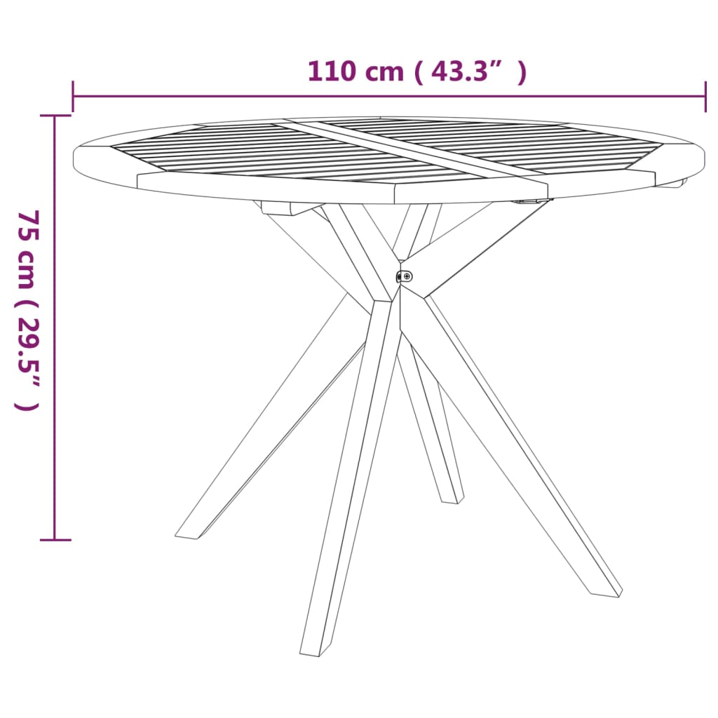 vidaXL Vrtni stol 110 x 110 x 75 cm masivno bagremovo drvo