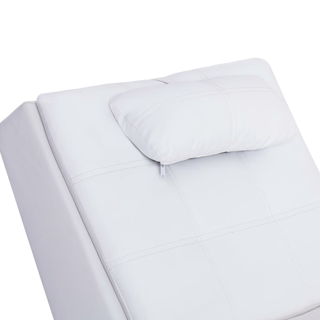 vidaXL Masažni ležaj od umjetne kože s jastukom bijeli