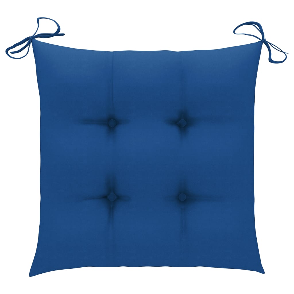 vidaXL Vrtne stolice s plavim jastucima 8 kom od masivne tikovine