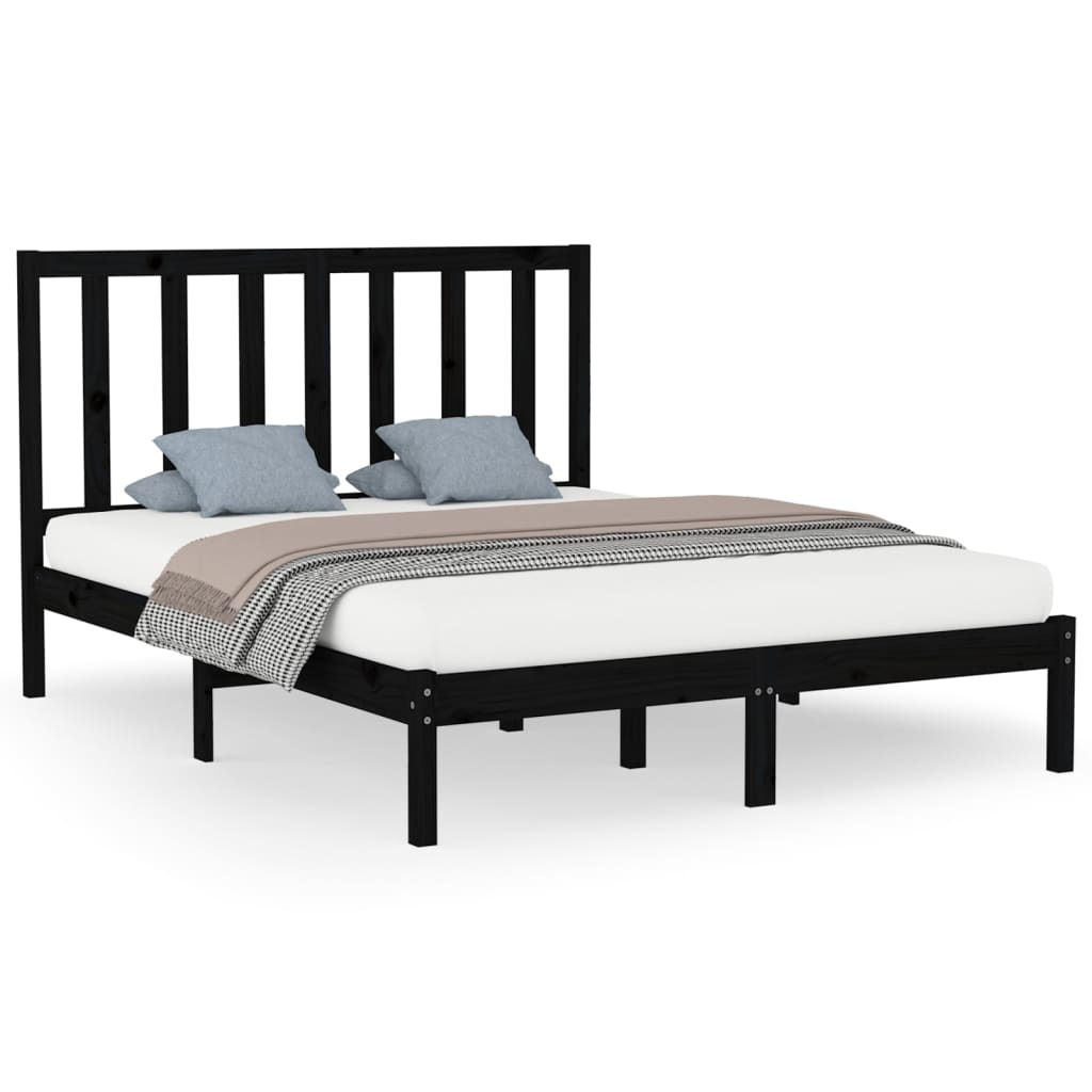 vidaXL Okvir za krevet od masivne borovine crni 160 x 200 cm