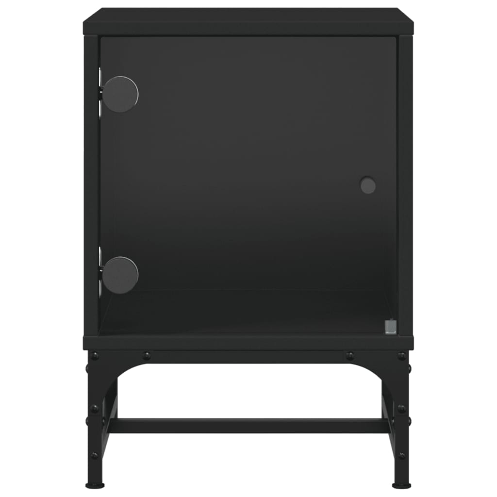 vidaXL Noćni ormarić sa staklenim vratima crni 35 x 37 x 50 cm