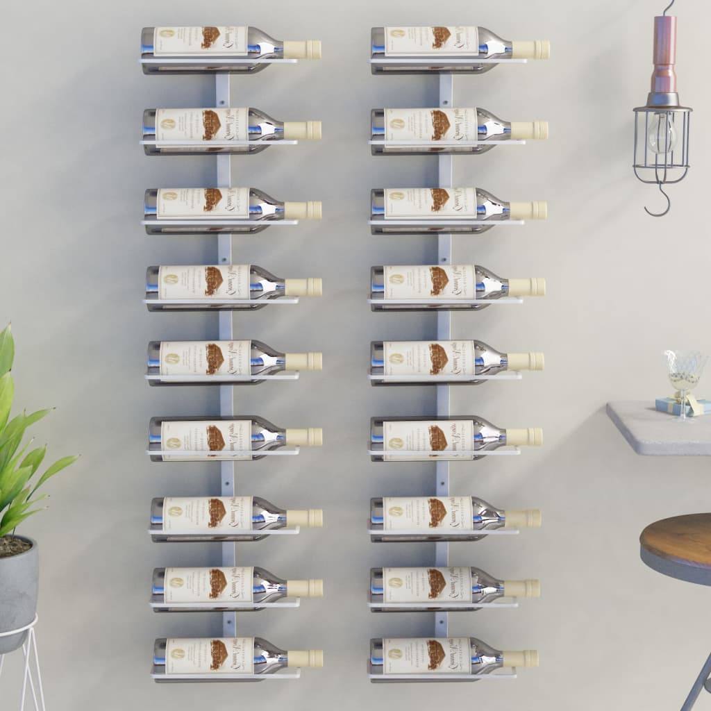 vidaXL Zidni stalak za vino za 9 boca 2 kom bijeli željezni