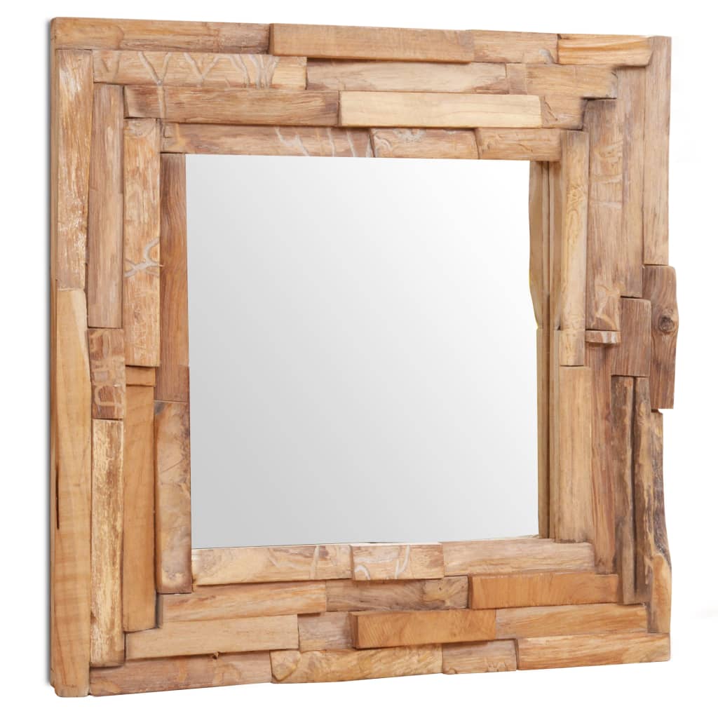 vidaXL Ukrasno Ogledalo od Tikovine 60x60 cm Kvadratno
