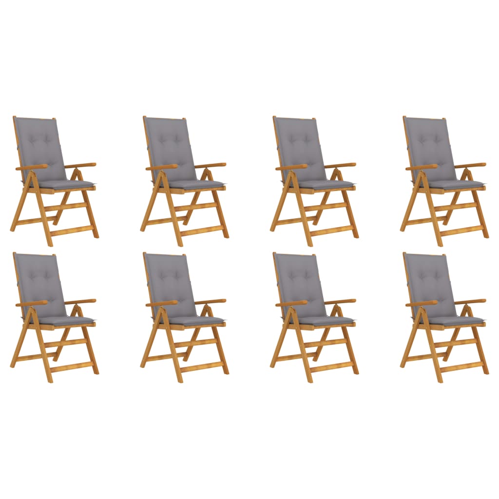 vidaXL Sklopive vrtne stolice s jastucima 8 kom masivno bagremovo drvo