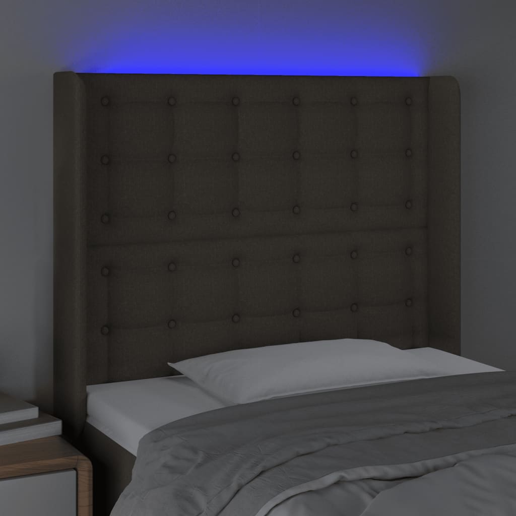 vidaXL LED uzglavlje smeđesivo 83 x 16 x 118/128 cm od tkanine