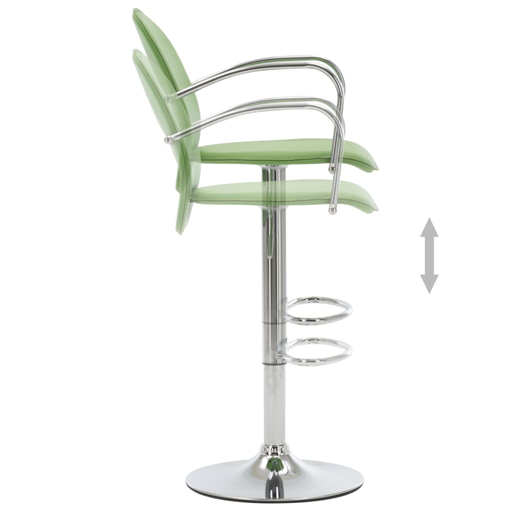 vidaXL Barski stolci s naslonom za ruke 2 kom zeleni od umjetne kože