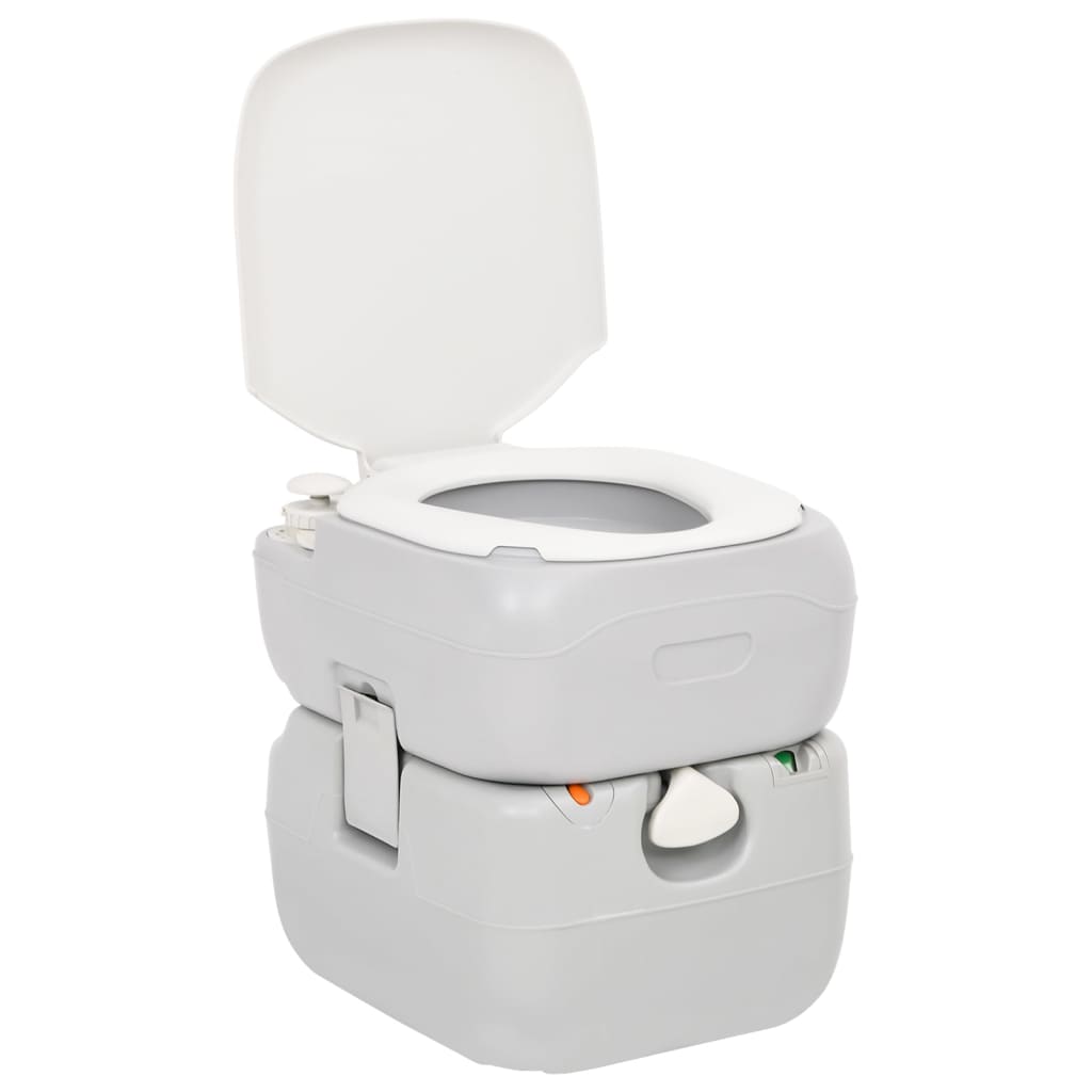 vidaXL Prijenosni toalet za kampiranje sivo-bijeli 22+12 L HDPE