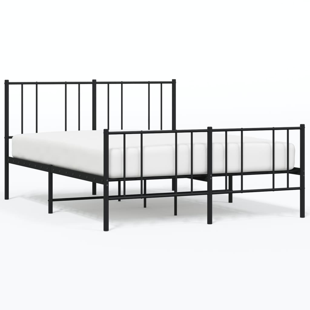 vidaXL Metalni okvir kreveta uzglavlje i podnožje crni 140x200 cm