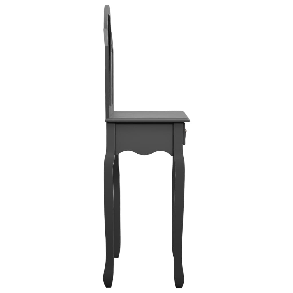 vidaXL Toaletni stolić sa stolcem sivi 65x36x128 cm paulovnija i MDF