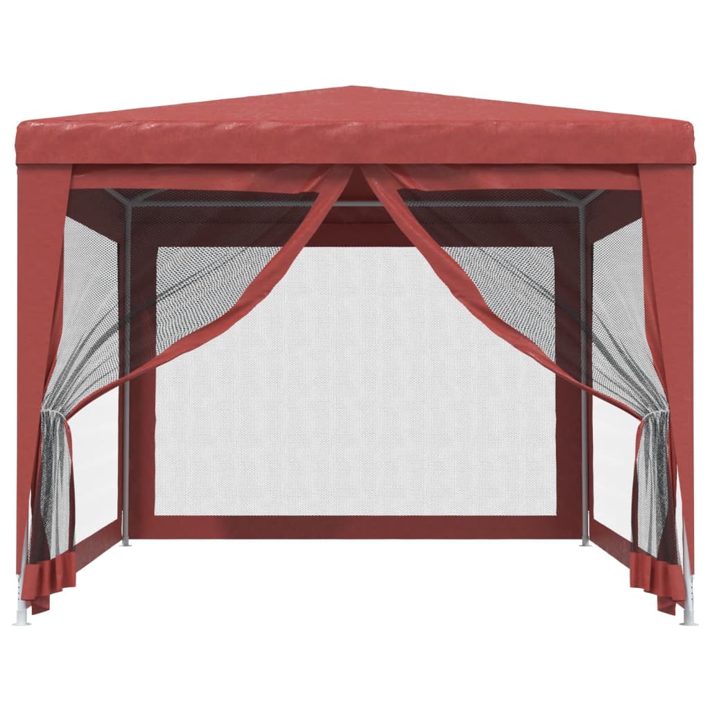 vidaXL Šator za zabave s 4 mrežasta bočna zida crveni 3 x 4 m HDPE