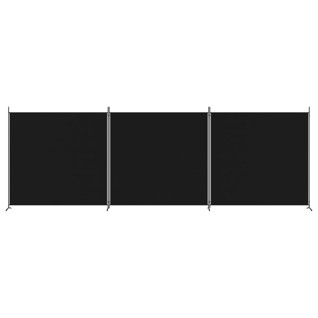 vidaXL Sobna pregrada s 3 panela crna 525x180 cm od tkanine
