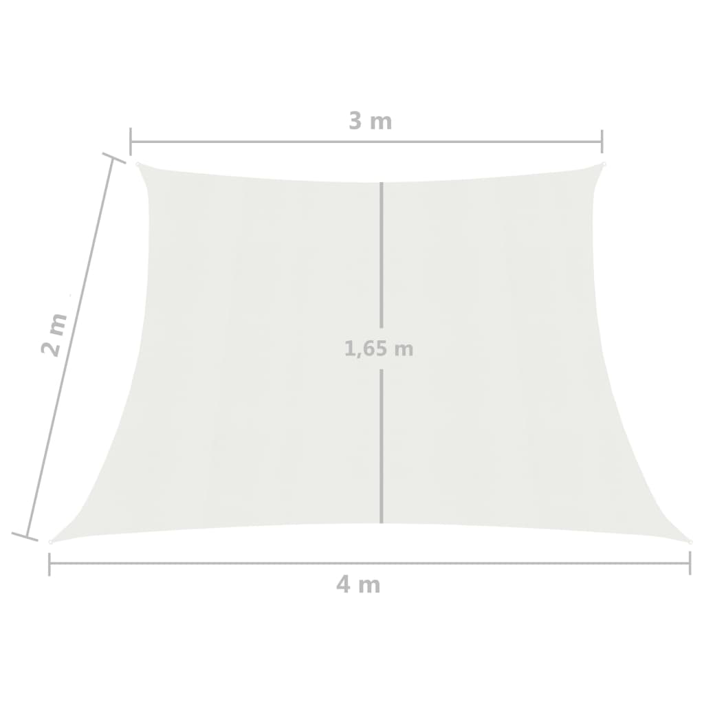 vidaXL Jedro za zaštitu od sunca 160 g/m² bijelo 3/4 x 2 m HDPE