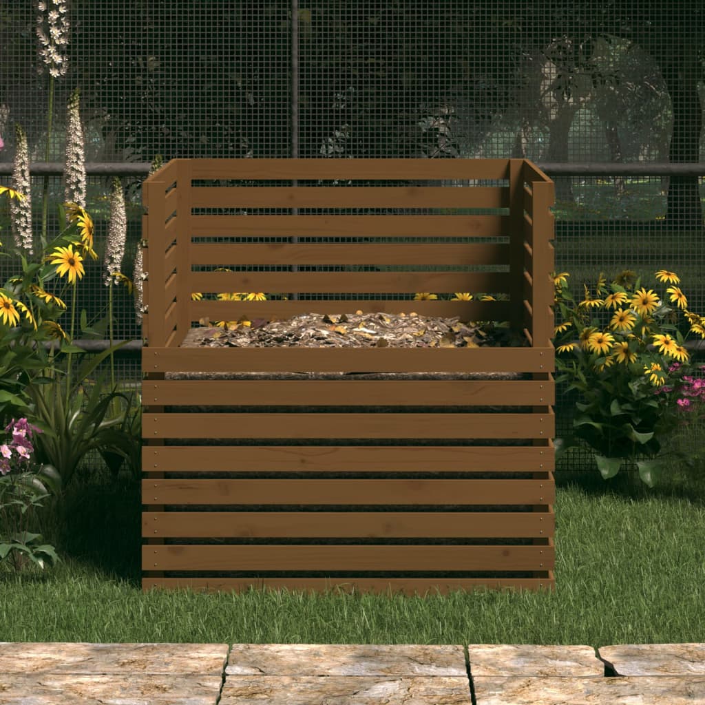vidaXL Komposter smeđa boja meda 100x100x102 cm od masivne borovine