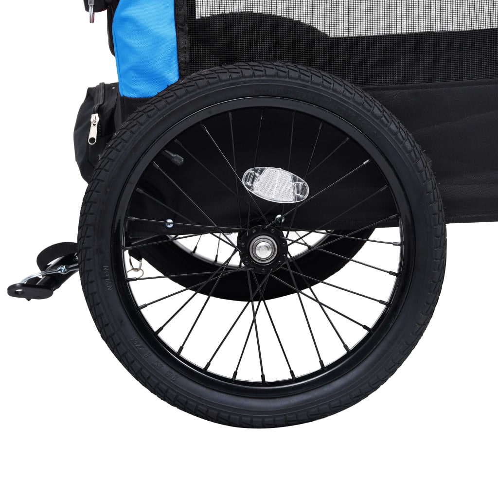 vidaXL 2-u-1 prikolica za bicikl i kolica za kućne ljubimce plavo-crna