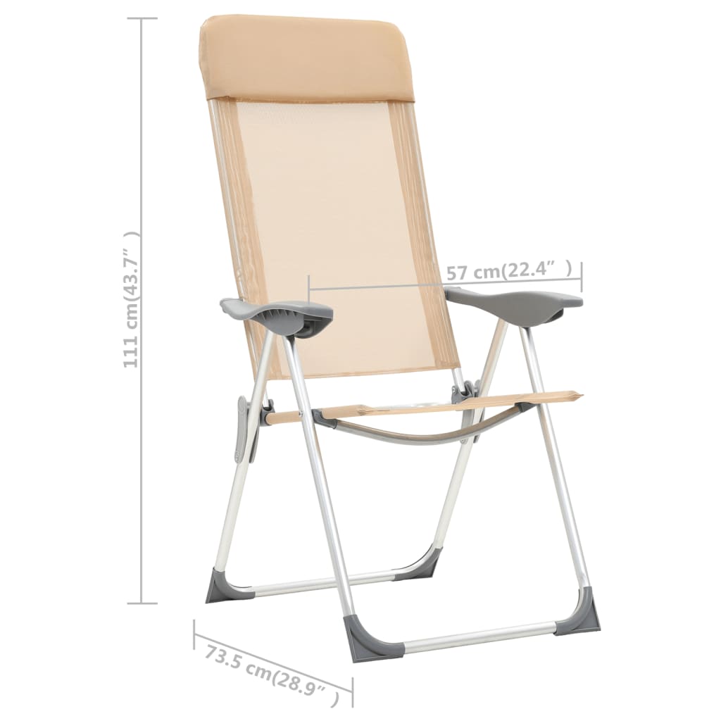 vidaXL Sklopive stolice za kampiranje 2 kom krem aluminijske