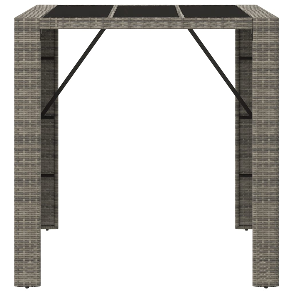 vidaXL Barski stol sa staklenom pločom sivi 105x80x110 cm poliratan