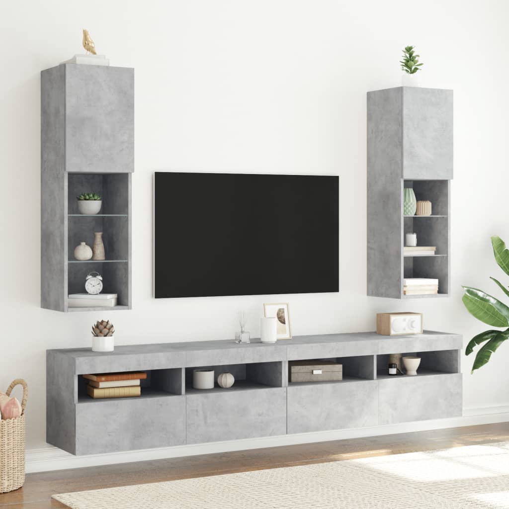 vidaXL TV ormarići s LED svjetlima 2 kom boja betona 30,5x30x102 cm