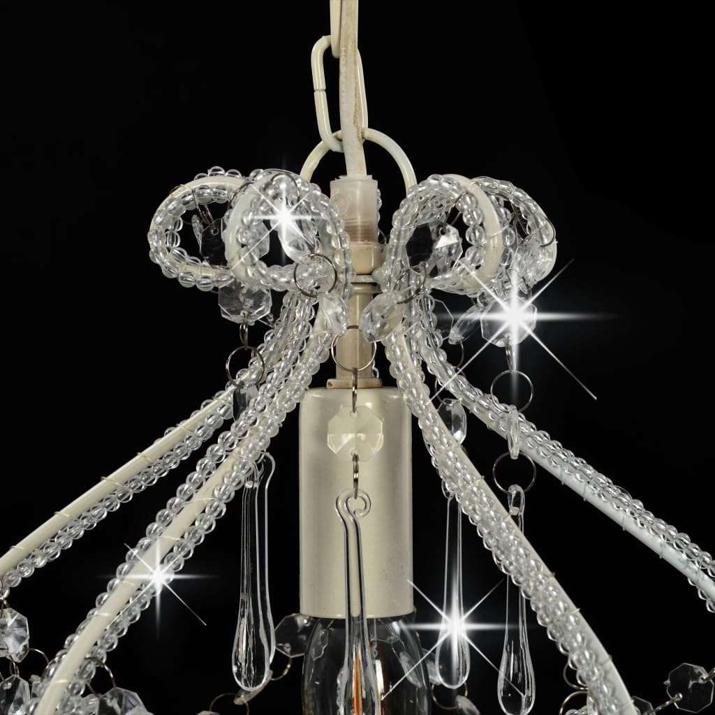 vidaXL Stropna svjetiljka s perlama bijela okrugla E14