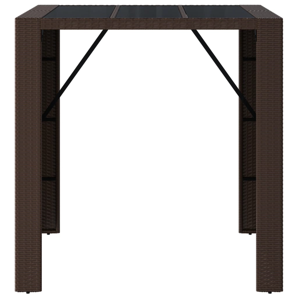 vidaXL Barski stol sa staklenom pločom smeđi 105x80x110 cm poliratan