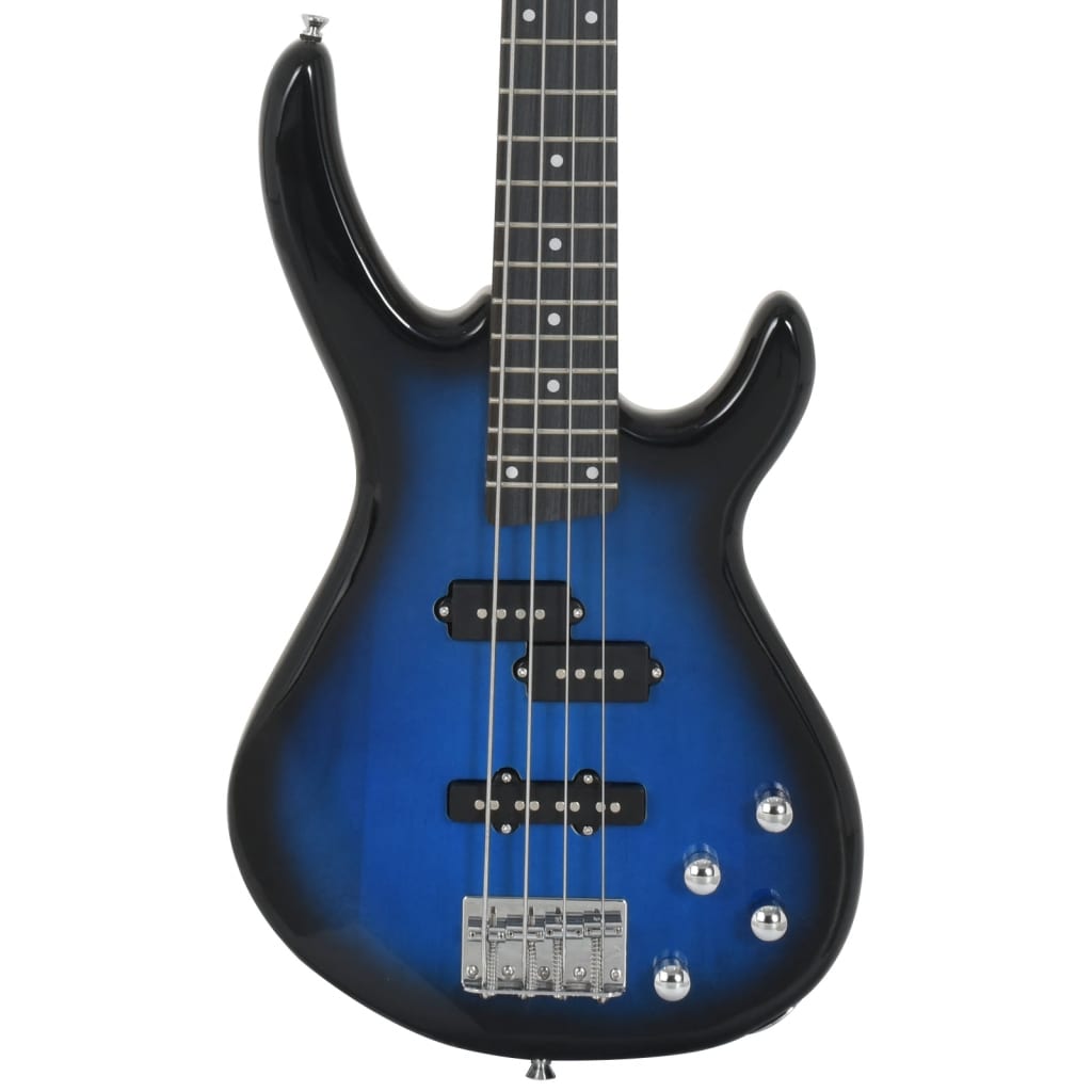 vidaXL Električna bas gitara za početnike s torbom plavo-crna 4/4 46 "