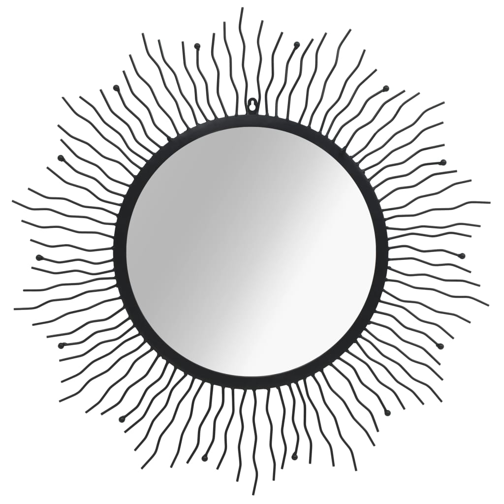 vidaXL Vrtno zidno ogledalo u obliku sunca 80 cm crno