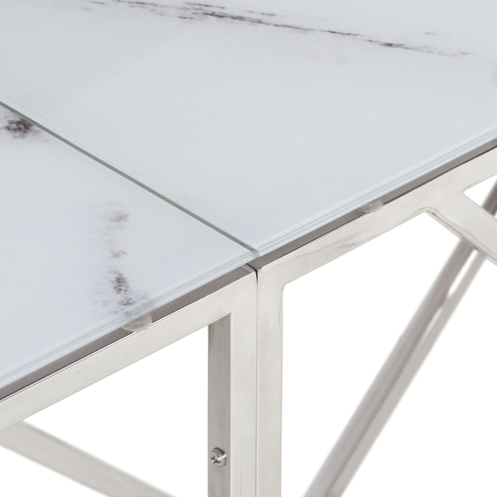 vidaXL Konzolni stol srebrni nehrđajući čelik i kaljeno staklo