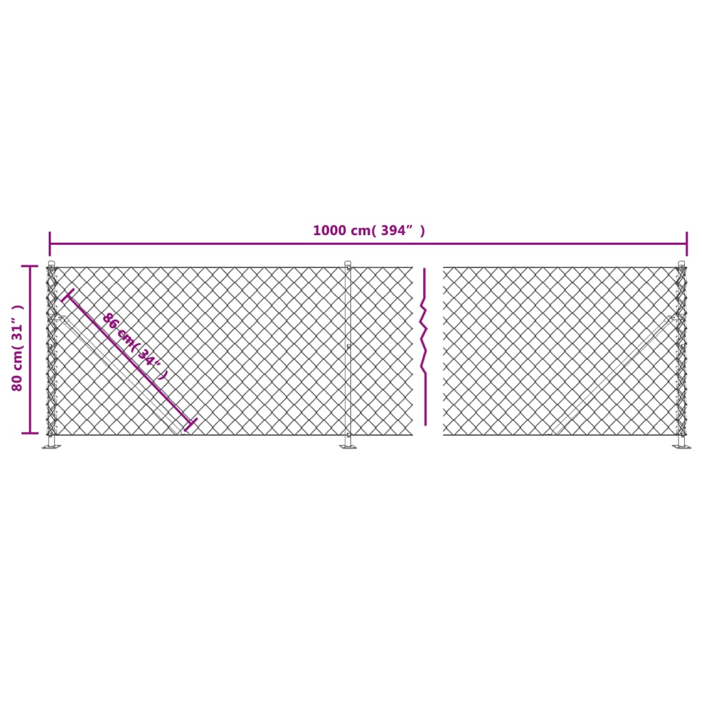 vidaXL Žičana ograda s prirubnicom zelena 0,8 x 10 m