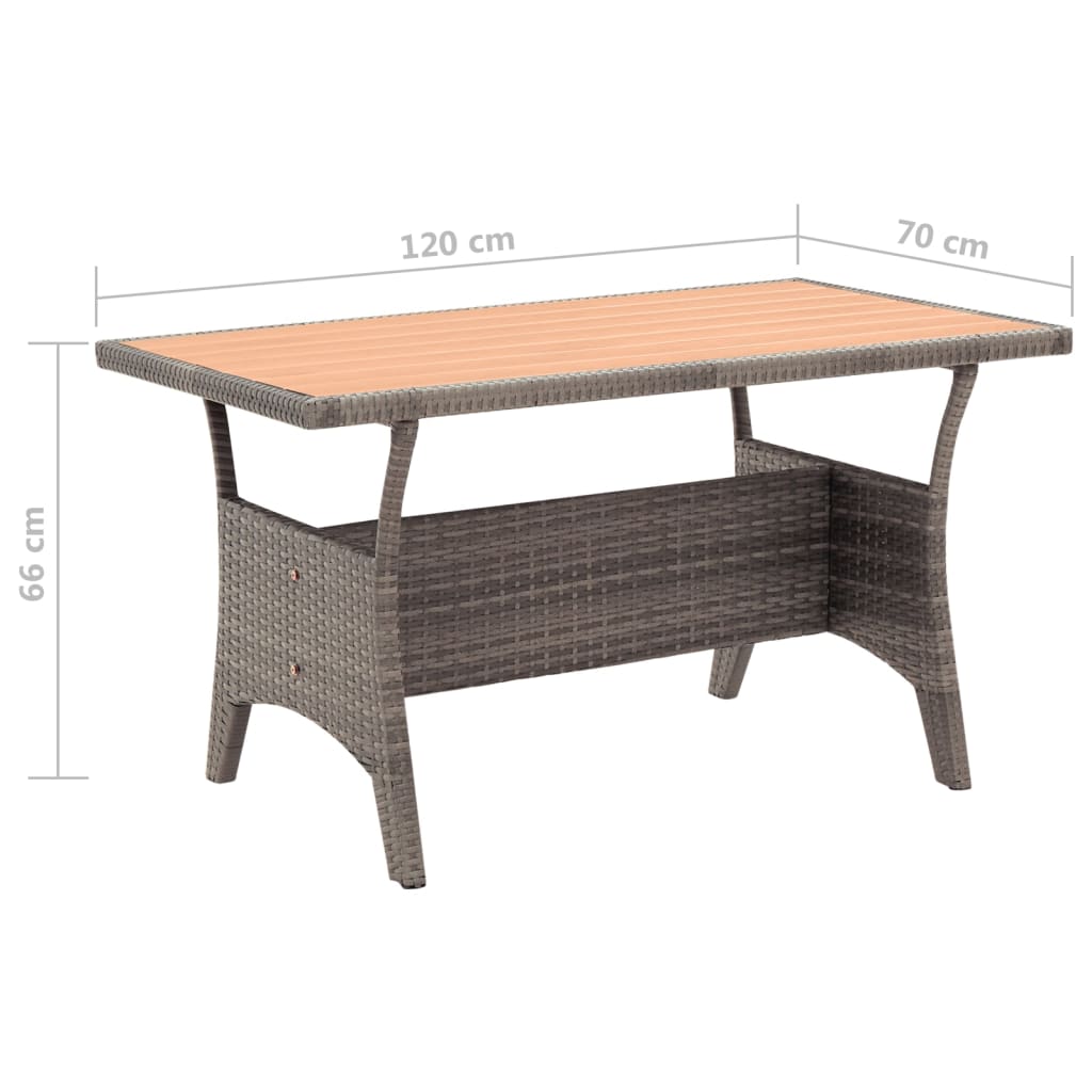 vidaXL Vrtni stol sivi 120 x 70 x 66 cm od poliratana