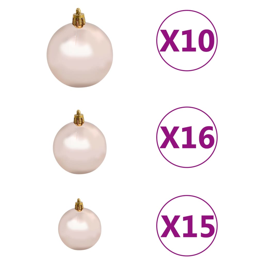 vidaXL 120-dijelni set božićnih kuglica i vrh 300 LED ružičasto zlatne