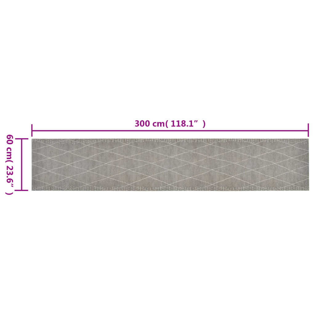 vidaXL Kuhinjski tepih perivi s uzorkom rombova 60 x 300 cm baršunasti