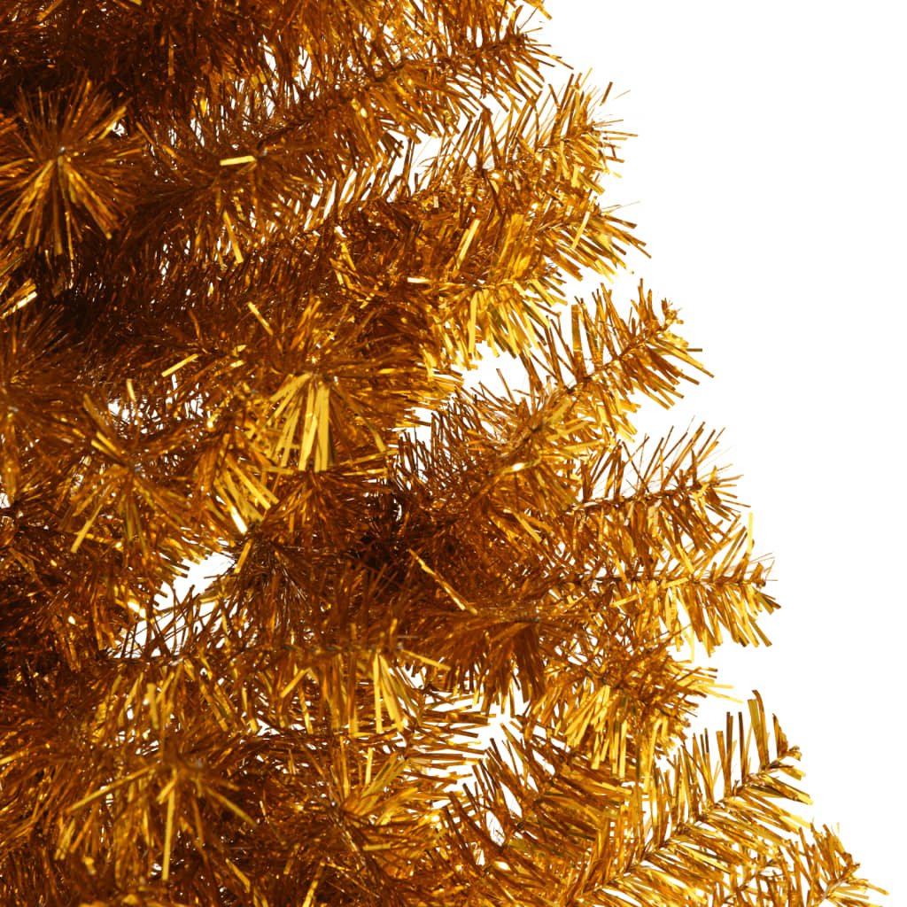 vidaXL Umjetna polovica božićnog drvca sa stalkom zlatna 210 cm PET