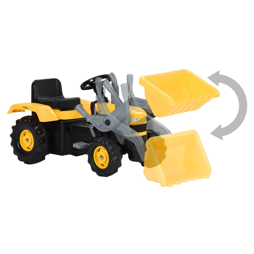 vidaXL Dječji traktor s bagerom i pedalama žuto-crni