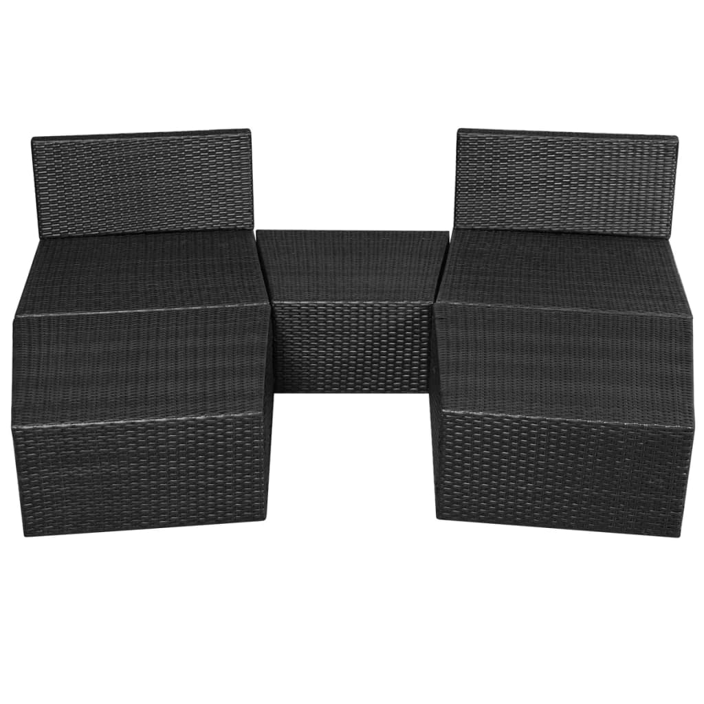 vidaXL 5-Dijelna vrtna garnitura od poliratana s jastucima crna