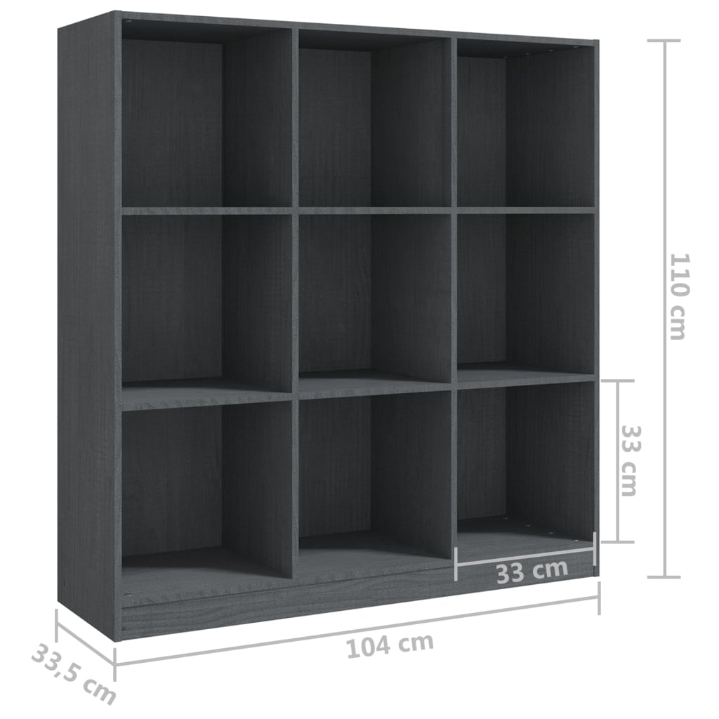 vidaXL Ormarić za knjige / pregrada sivi 104x33,5x110 cm od borovine
