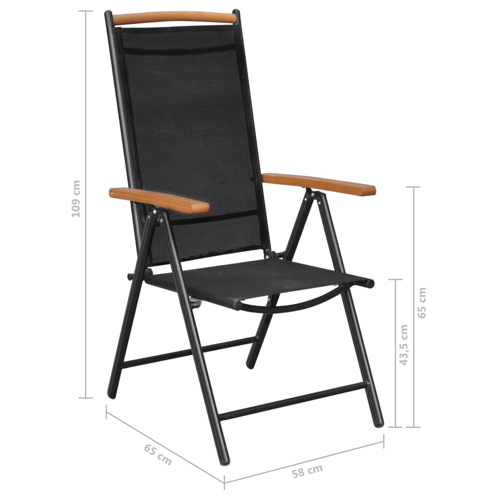 vidaXL Vrtne sklopive stolice 4 kom aluminijum i tekstilen crne