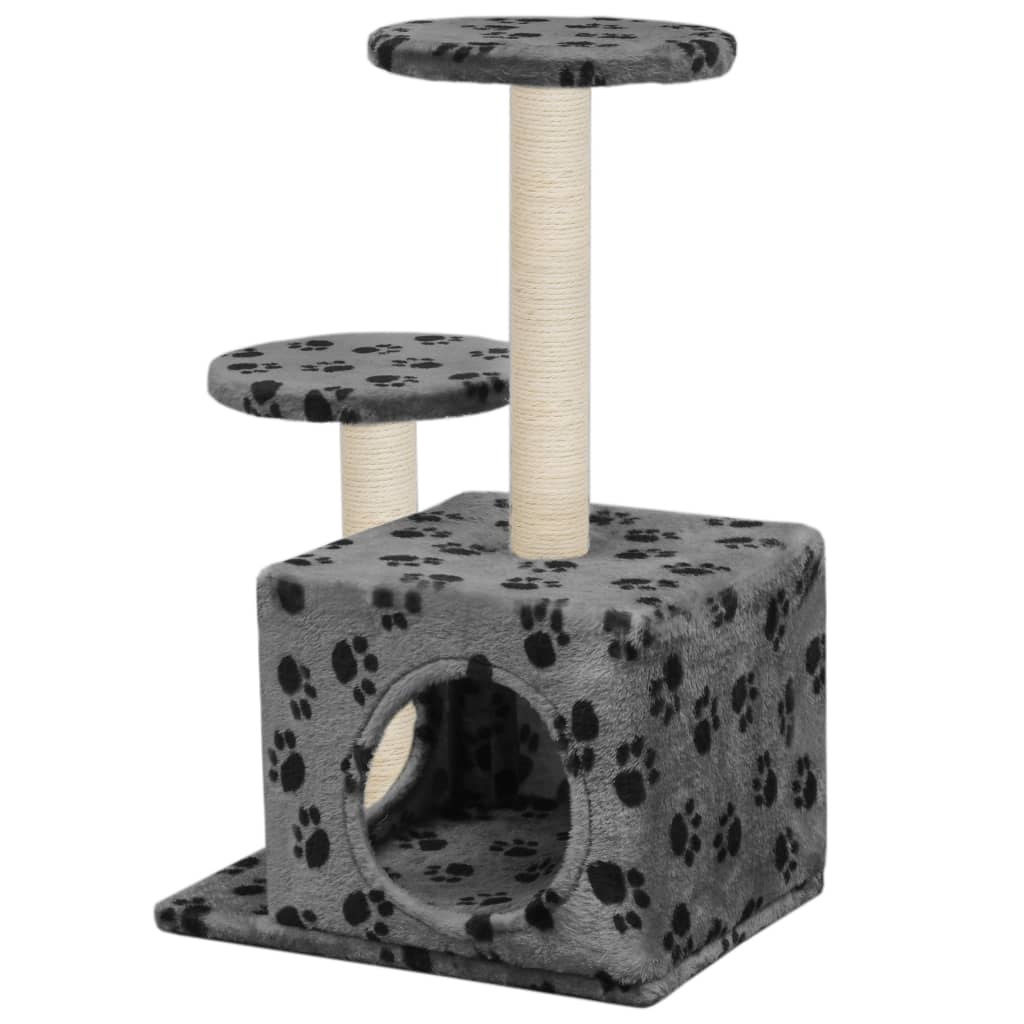 vidaXL Penjalica za mačke sa stupovima za grebanje od sisala 60 cm siva s uzorkom šapa